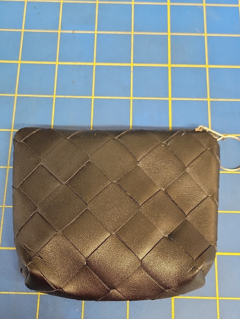 Woven Pleather Coin 5" Zipper Pouch - Black New